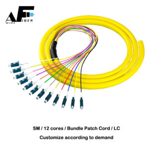 Awire Optic Fiber cable SM ribbon bundle pigtail 12cores LC connector WPT84007 for FTTH