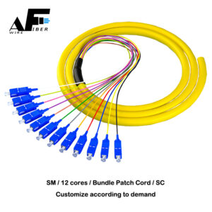 Awire Optic Fiber cable SM ribbon bundle pigtail 12cores SC connector WPT84007 for FTTH