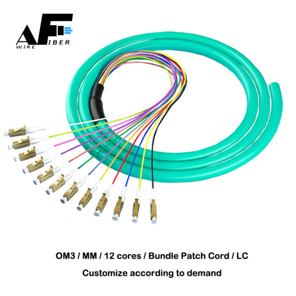 Awire Optic Fiber cable OM3 ribbon bundle pigtail 12cores LC connector WPT84007 for FTTH