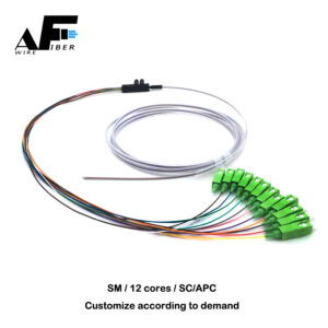 Awire Optic Fiber cable SM ribbon pigtail 12cores SC connector WPT84074 for FTTH