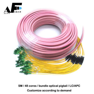 Awire Optic Fiber cable SM ribbon bundle pigtail 48cores LC connector WPT84075 for FTTH