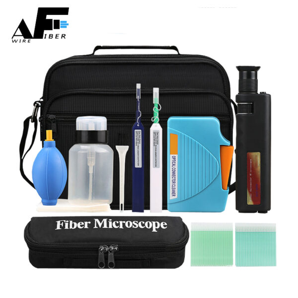 Awire Optical Fiber cable cleaning toolkit include microscope 400X and fiber connector cleaner WT840048 for FTTH