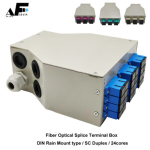 Awire Optical Fiber DIN Rain Mount terminal box duplex SC adapter 24cores WF880042 for FTTH